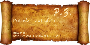 Pethő Zoltán névjegykártya